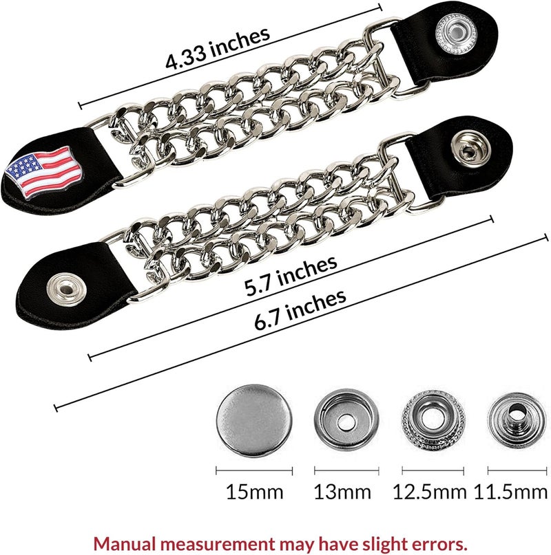 Mirthcos Motorcycle Vest Extenders for Men & Women - 4 PCS Leather Vest Extensions for Biker - Durable Double Chrome Chains - Image 4